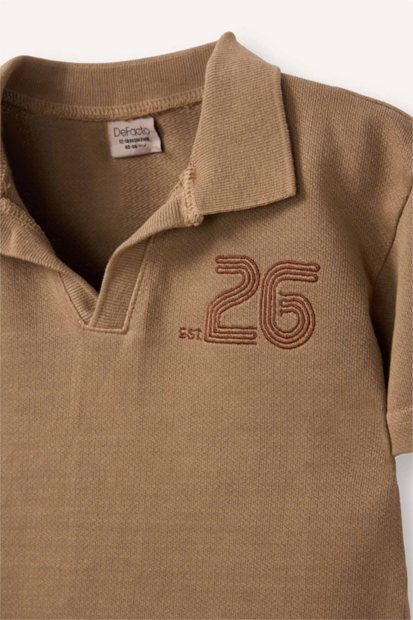 Baby Boy Beige 2 piece Regular Fit Polo Collar Set