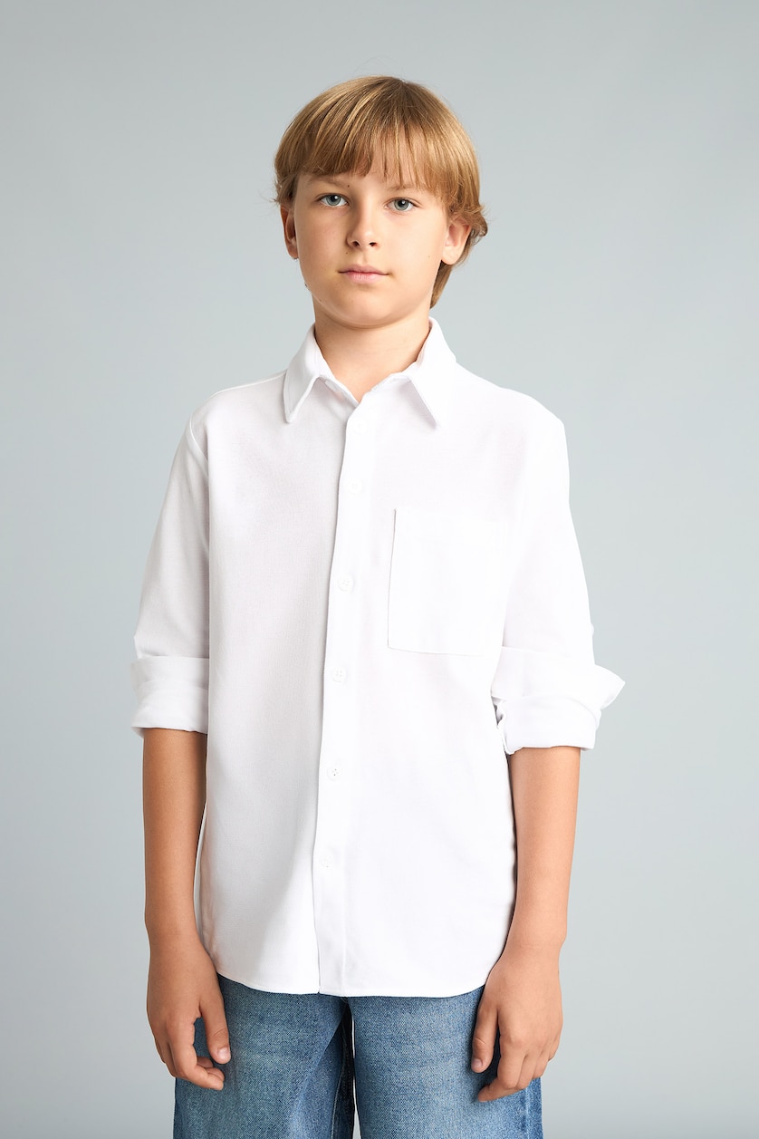 Young Boys - Teen Boys Violet Beyaz Regular Fit Long Sleeve Shirt