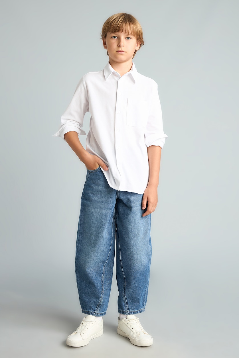 Young Boys - Teen Boys Violet Beyaz Regular Fit Long Sleeve Shirt
