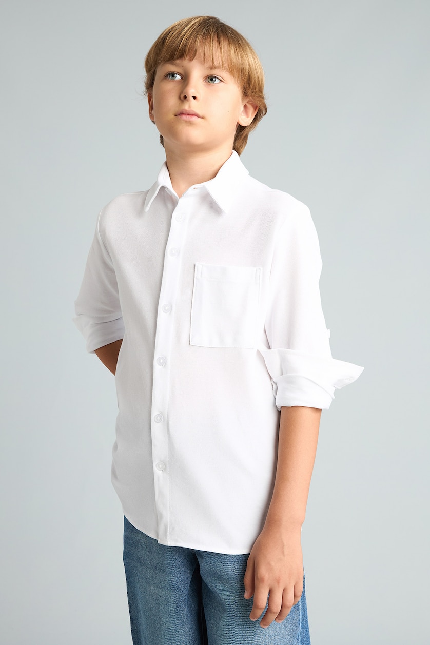 Young Boys - Teen Boys Violet Beyaz Regular Fit Long Sleeve Shirt