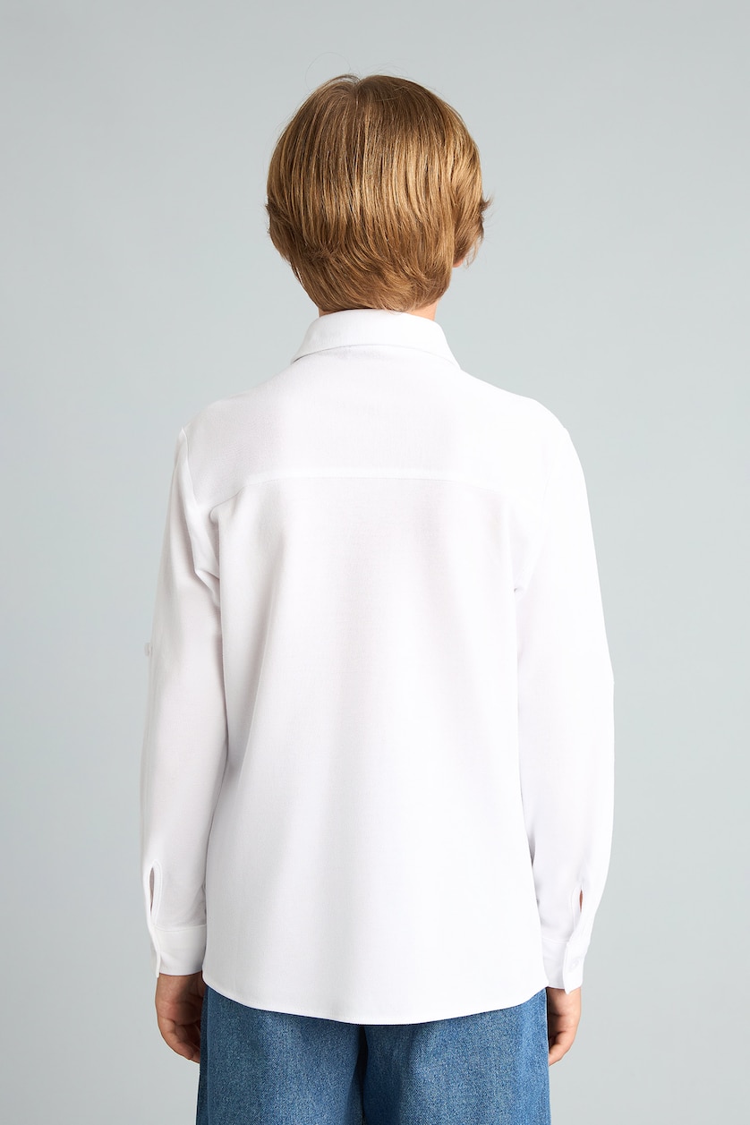 Young Boys - Teen Boys Violet Beyaz Regular Fit Long Sleeve Shirt