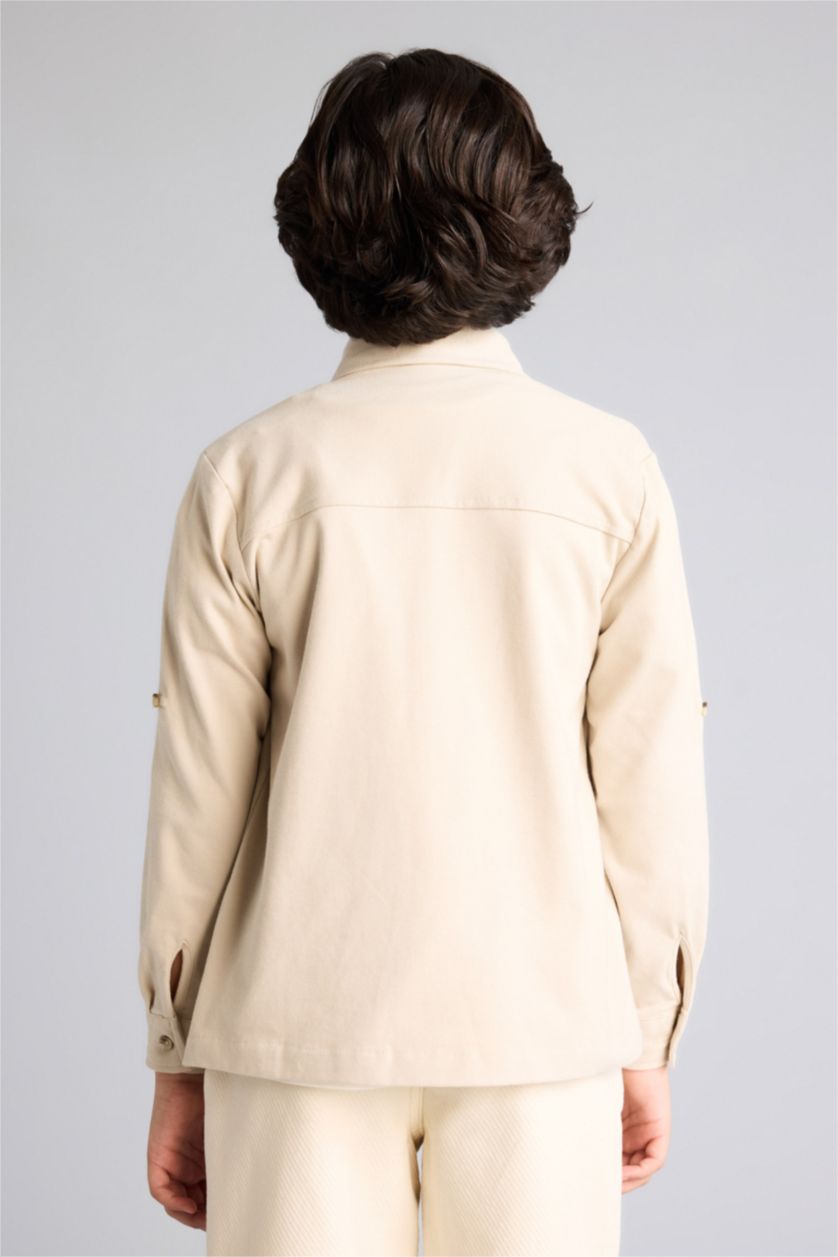 Erkek Çocuk - Genç Erkek Bej Pike Gömlek Erkek Çocuk