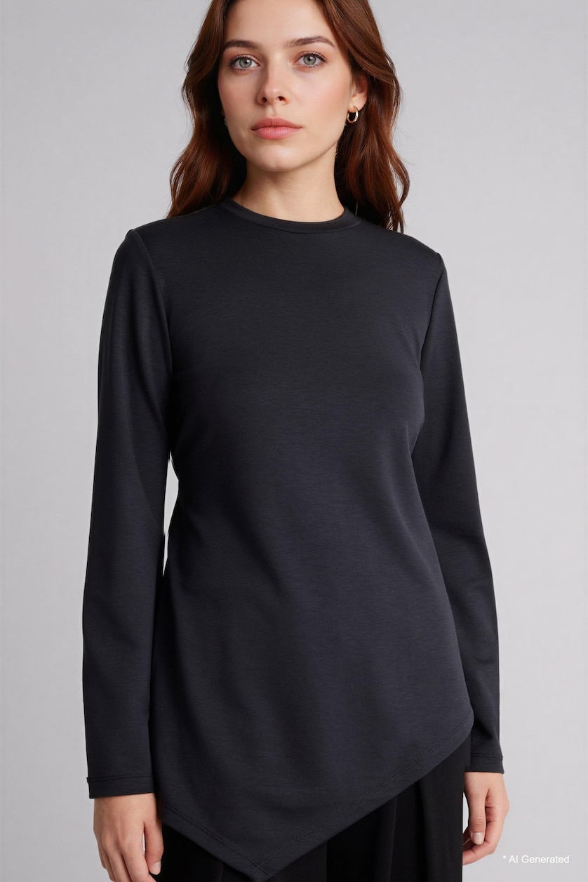 Women Anthracite Regular Fit Long Sleeve Tunic