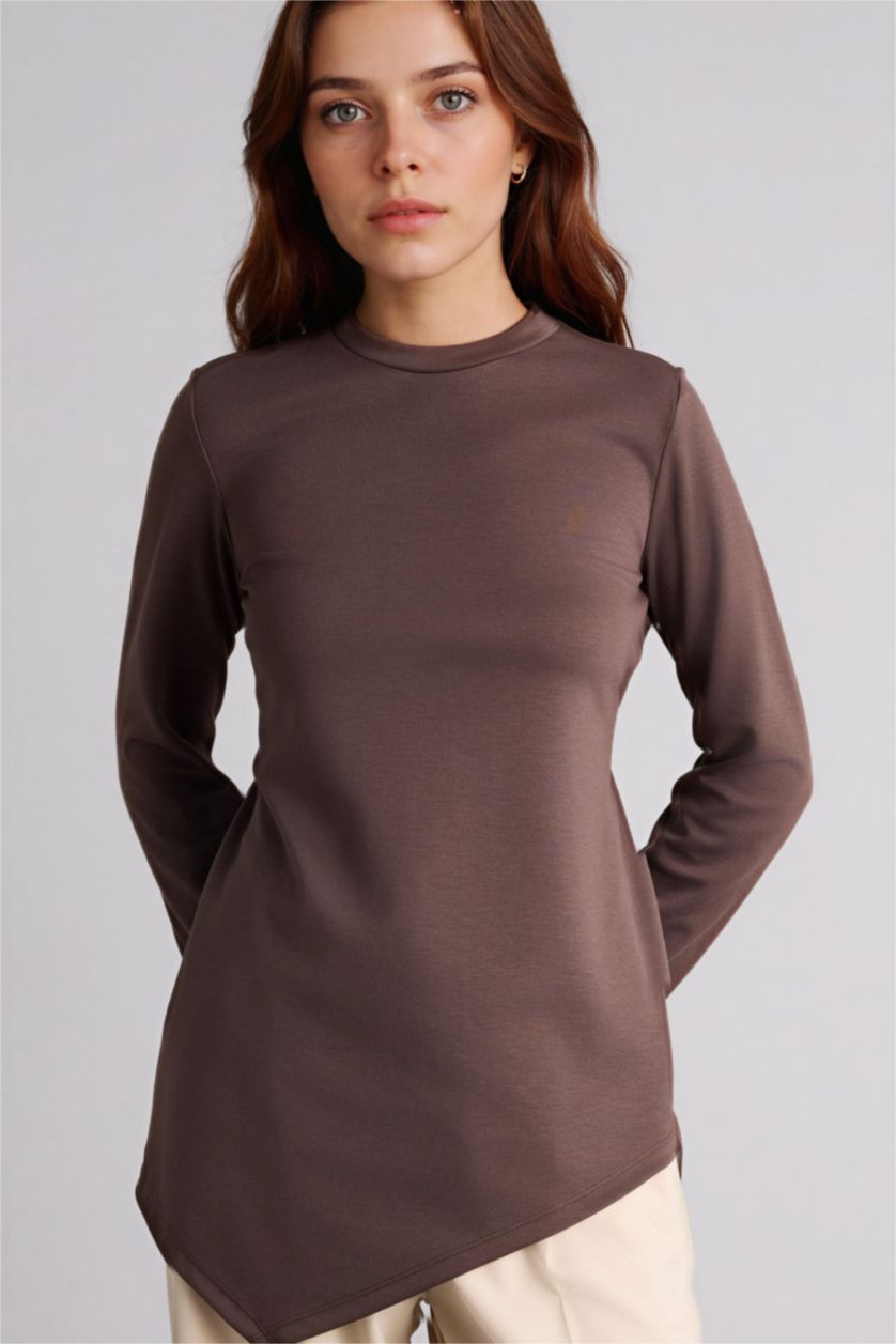 Woman Brown Regular Fit Long Sleeve Tunic