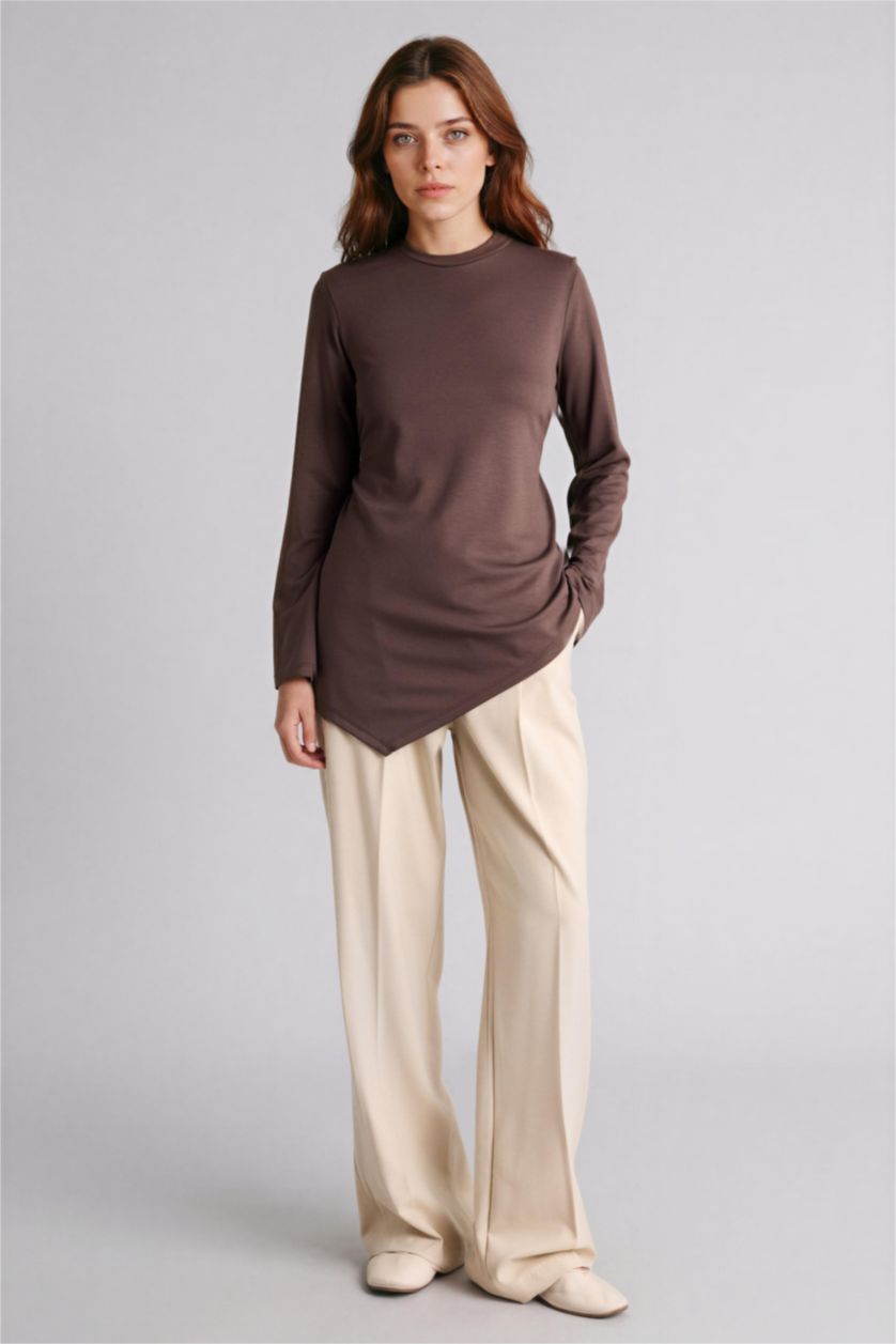 WOMAN Brown Regular Fit Long Sleeve Tunic