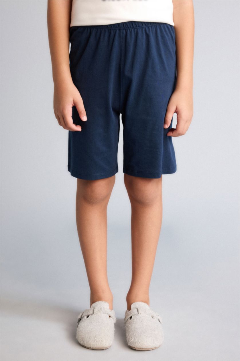 Erkek Çocuk - Genç Erkek Ekru Tişört Şort 2'li Pijama Takımı Erkek Çocuk