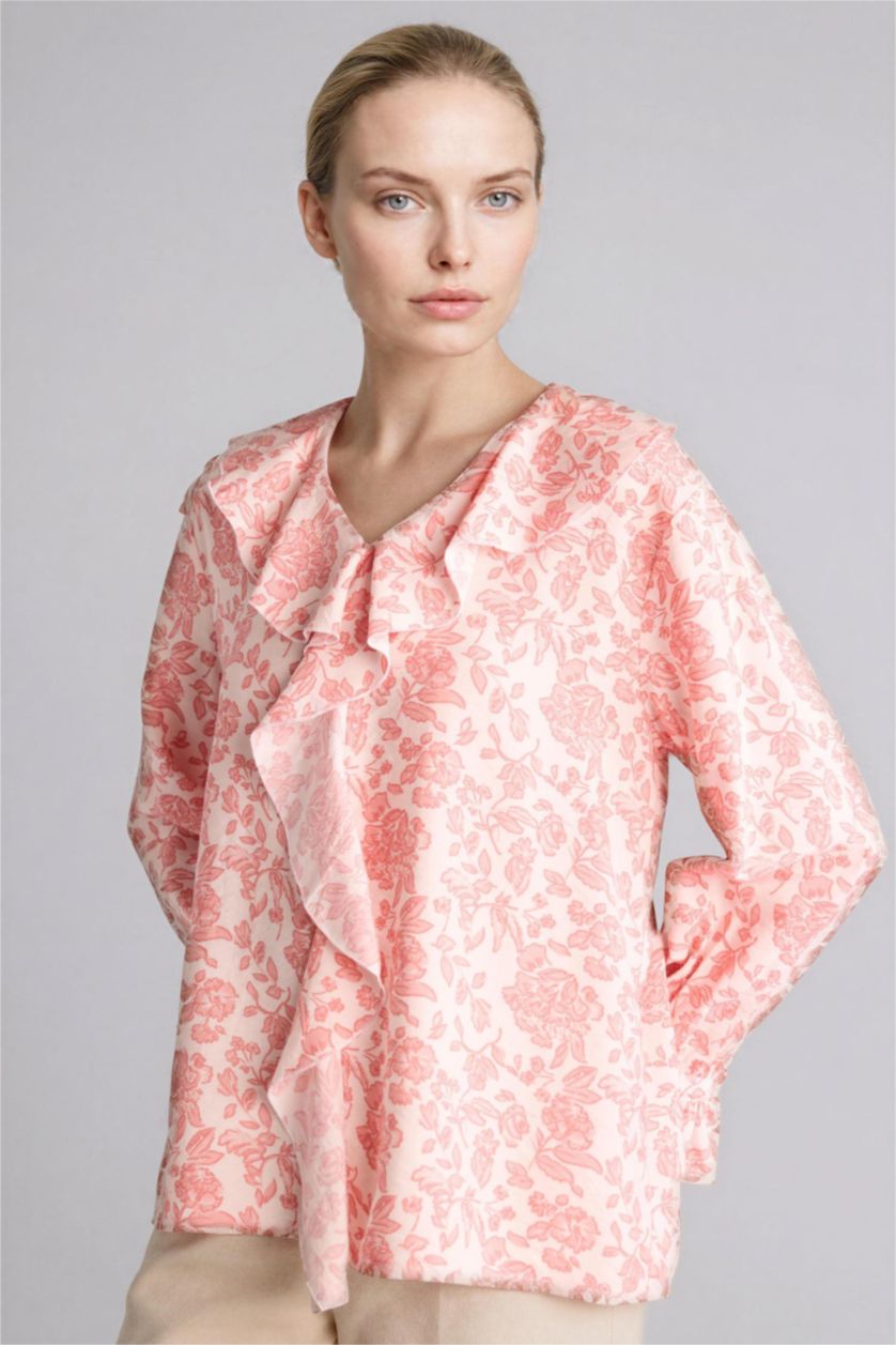 WOMAN Rose Regular Fit V-Neck Printed Blouse