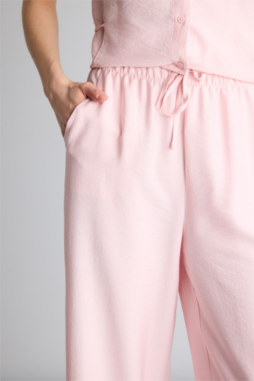 Әйелдерге Ашық Қызғылт Straight Wide тік балақ шалбар