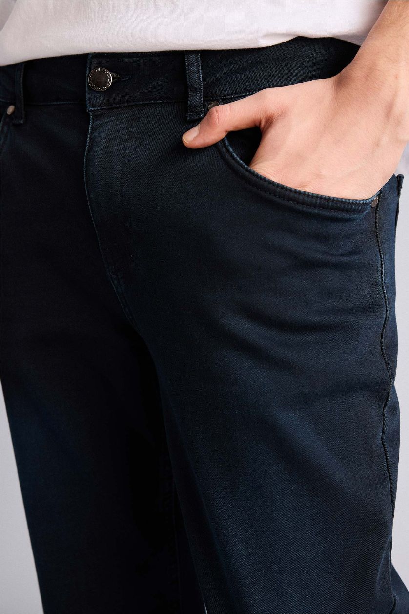 Erkek Mavi Siyah Sergio Regular Fıt Normal Bel Boru Paça Pantolon