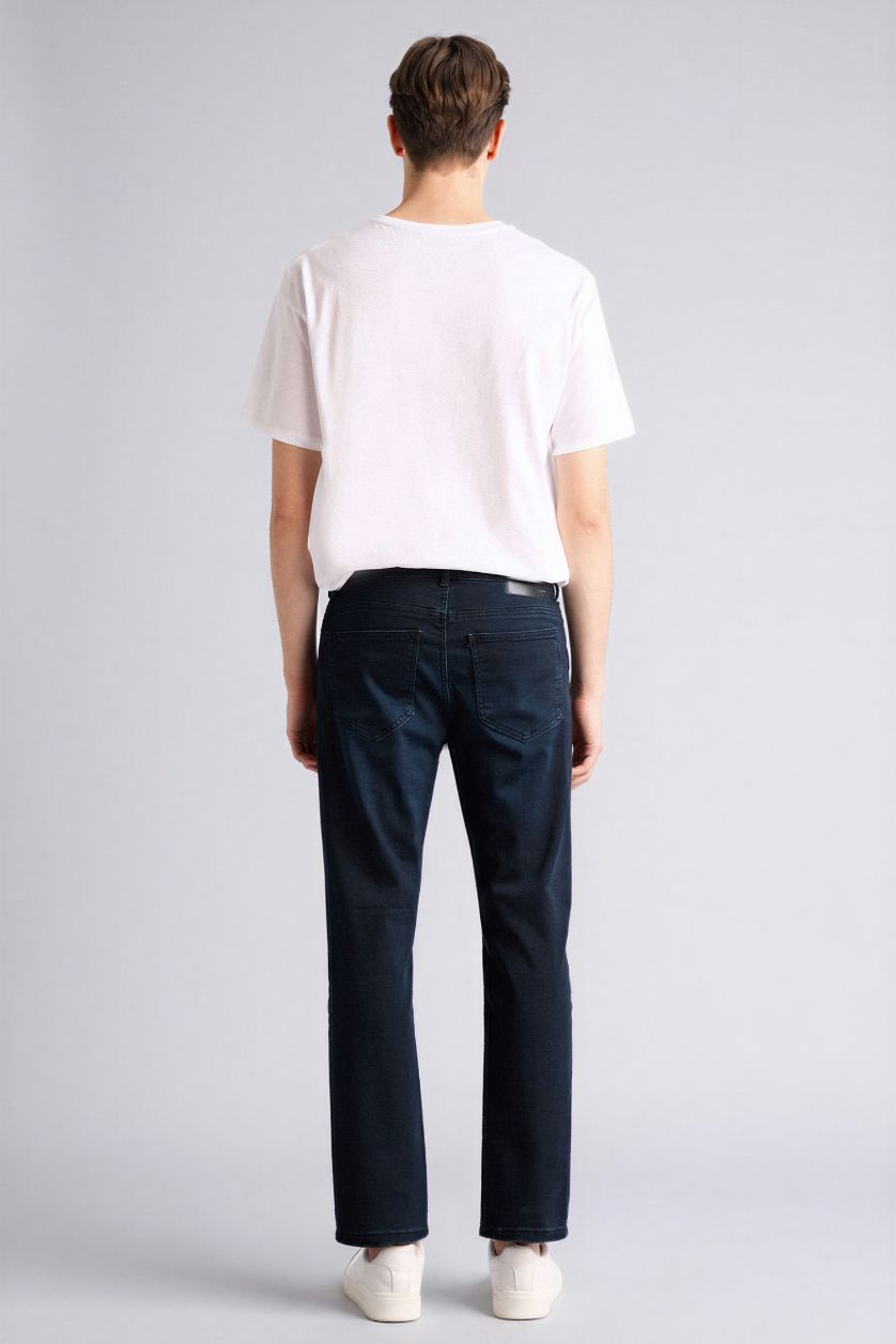 Erkek Mavi Siyah Sergio Regular Fıt Normal Bel Boru Paça Pantolon