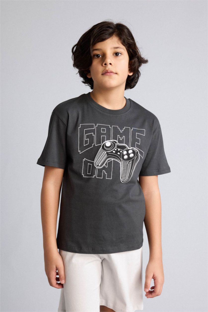 Erkek Çocuk - Genç Erkek Antrasit Tişört Şort 2'li Pijama Takımı Erkek Çocuk