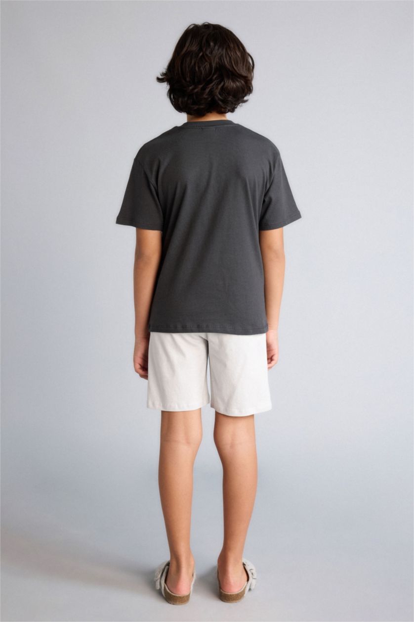 Erkek Çocuk - Genç Erkek Antrasit Tişört Şort 2'li Pijama Takımı Erkek Çocuk