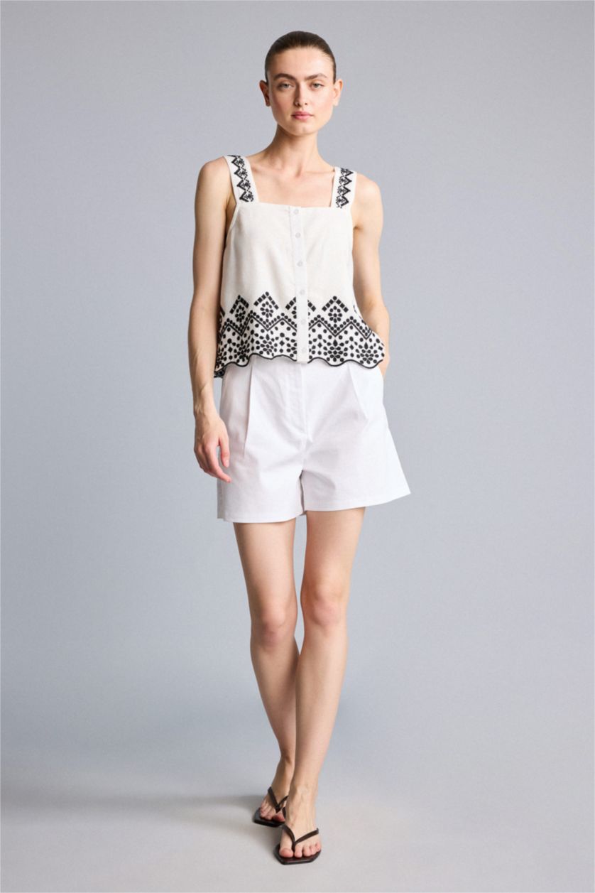 Women White Regular Fit brode