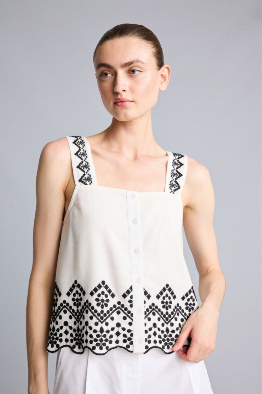 Women White Regular Fit brode