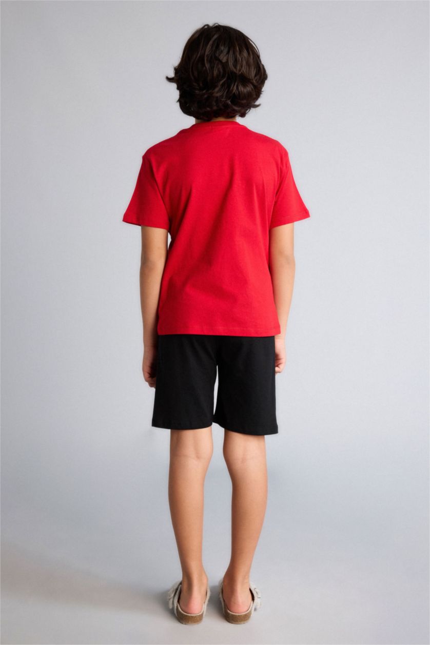 Erkek Çocuk - Genç Erkek Kırmızı Tişört Şort 2'li Pijama Takımı Erkek Çocuk