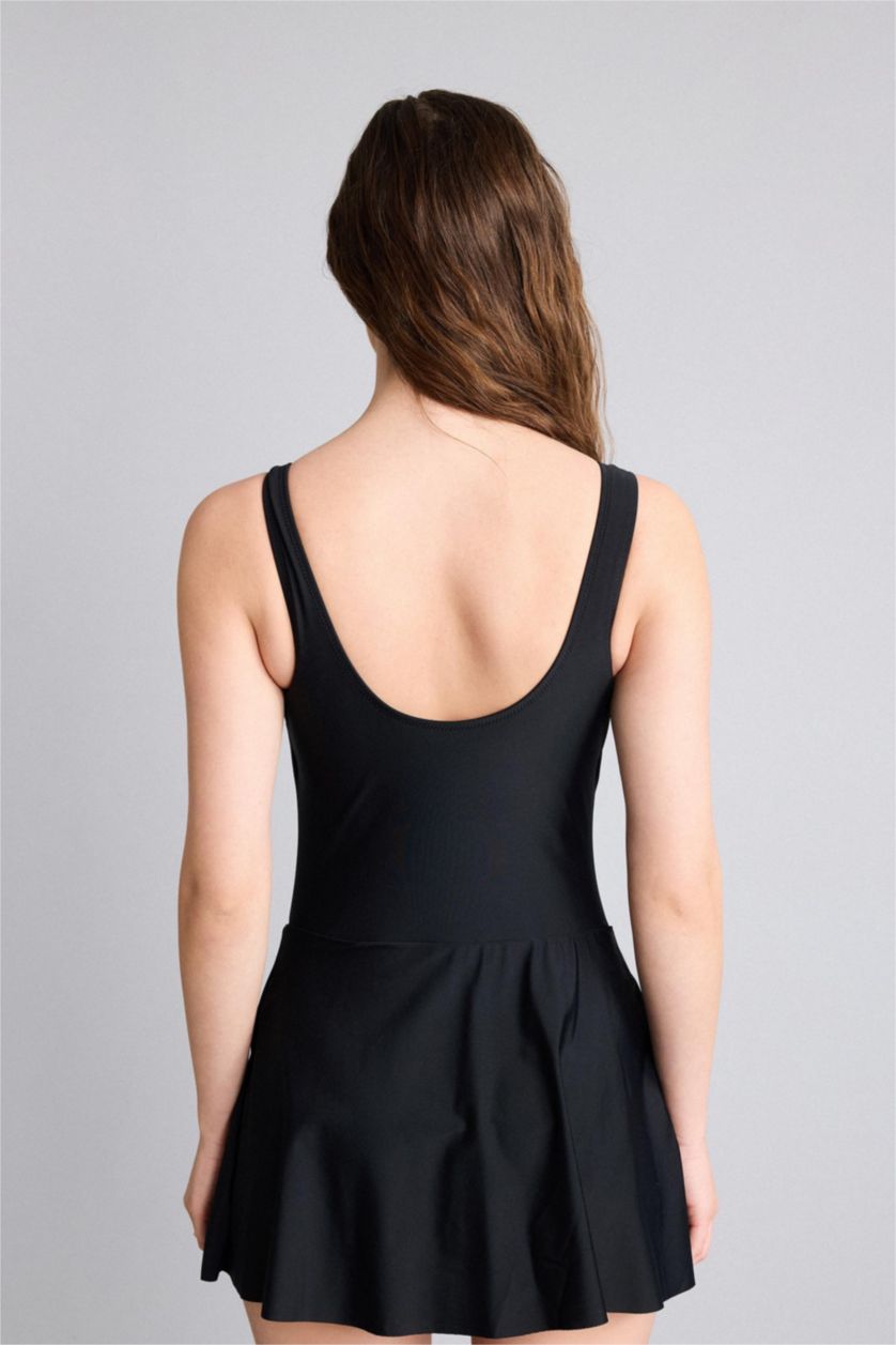 Әйелдерге қара Regular Fit бұршақ өрнекті суға шомылу киімі