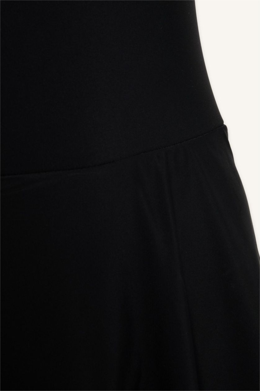 Әйелдерге қара Regular Fit бұршақ өрнекті суға шомылу киімі