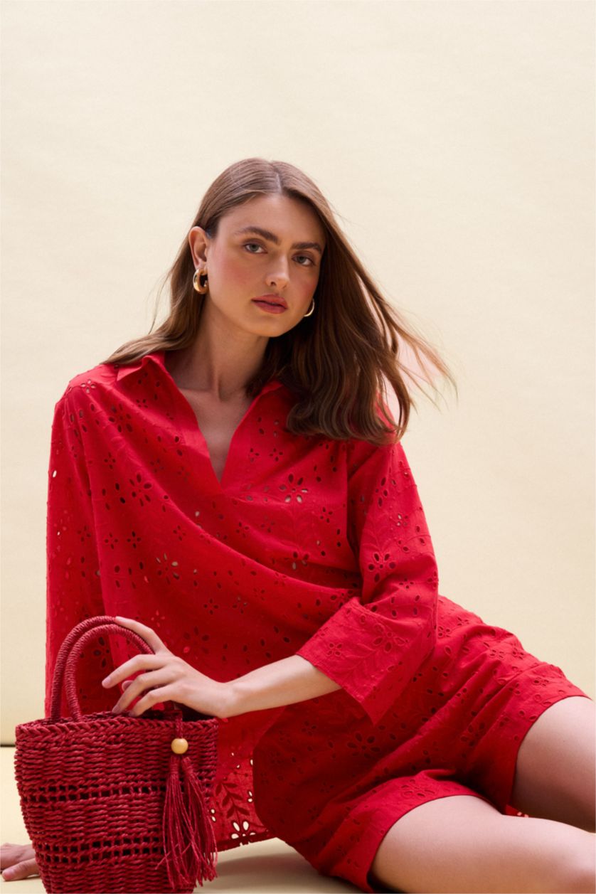 WOMAN Red Oversize Fit brode