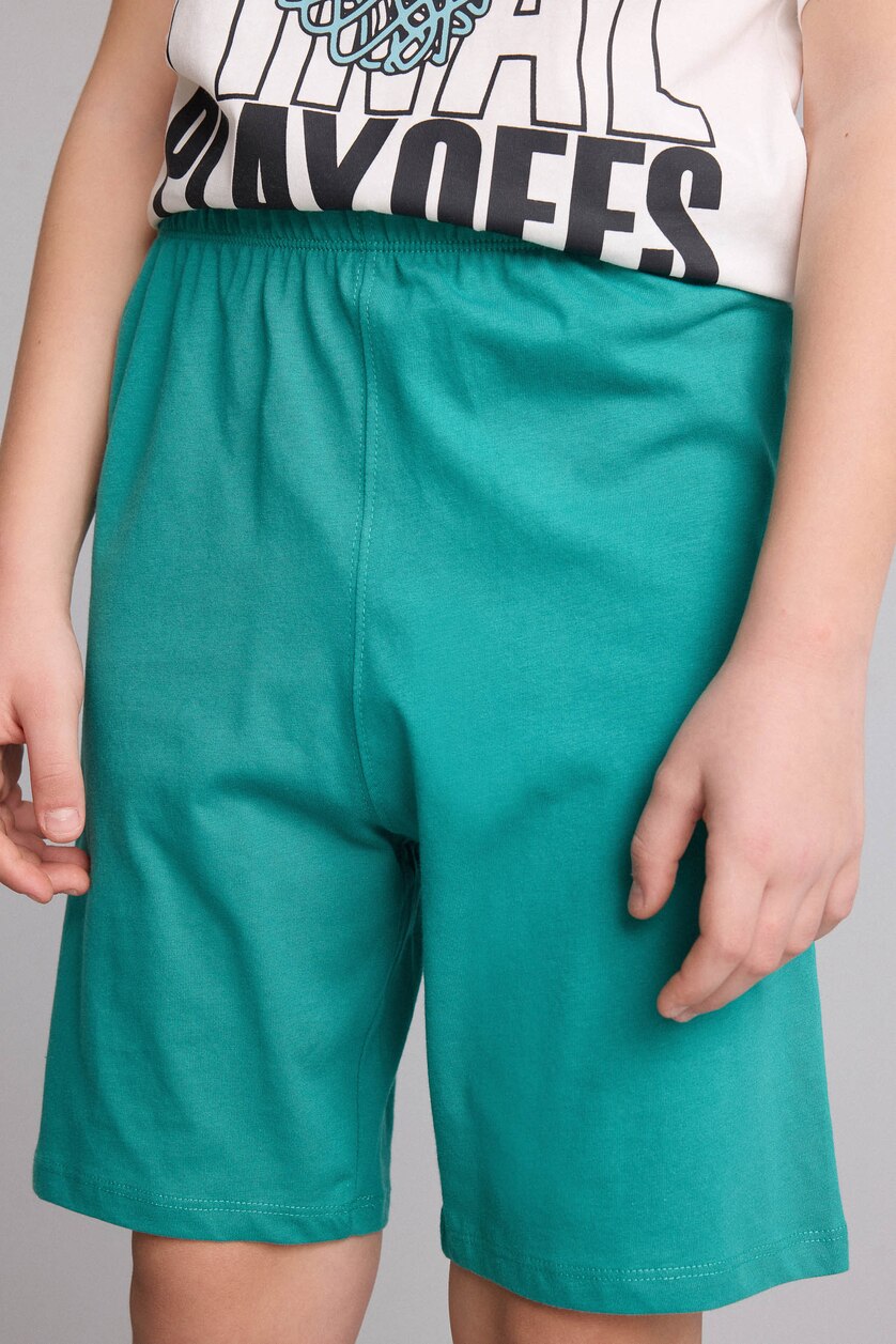 Erkek Çocuk - Genç Erkek Ekru %100 Pamuk Regular Fıt Baskılı 2'li Pijama Takımı Erkek Çocuk
