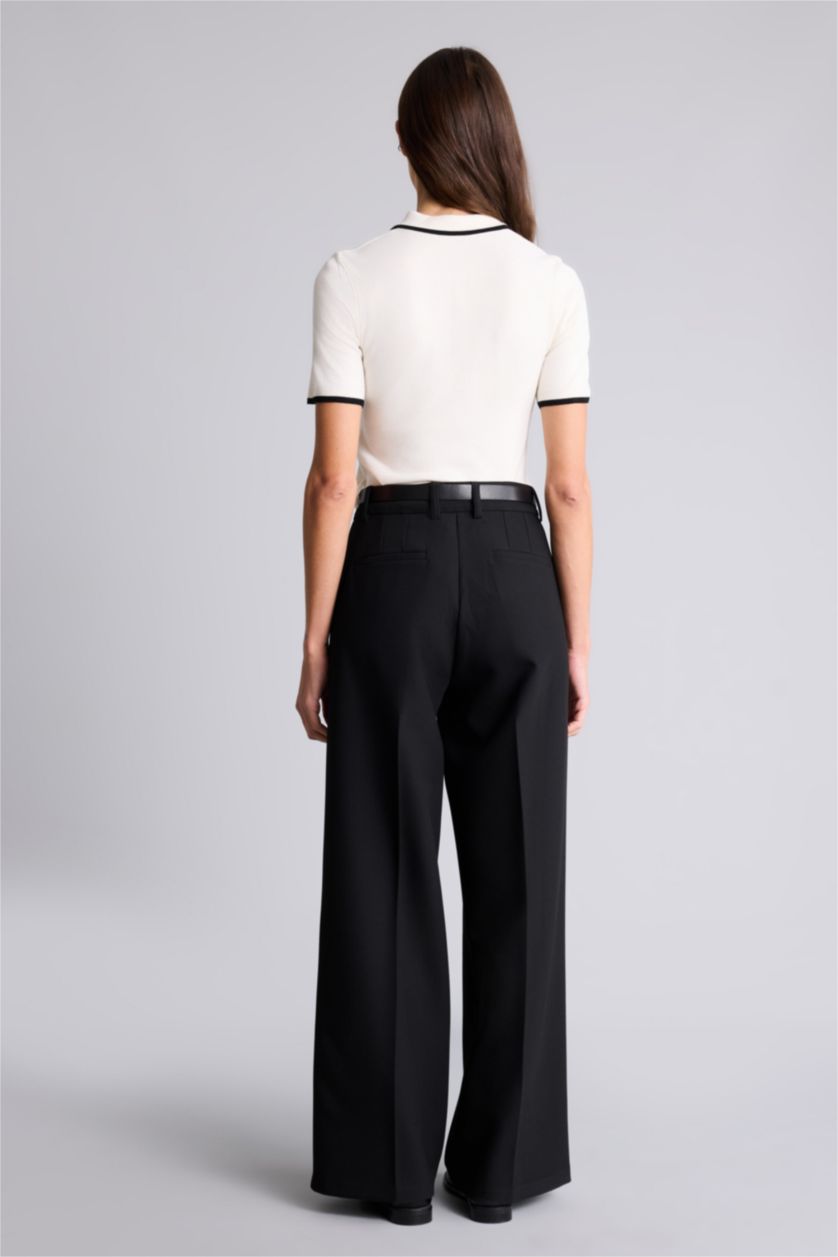 Kadın Siyah Straıght Fıt Yüksek Bel Düz Paça Pantolon