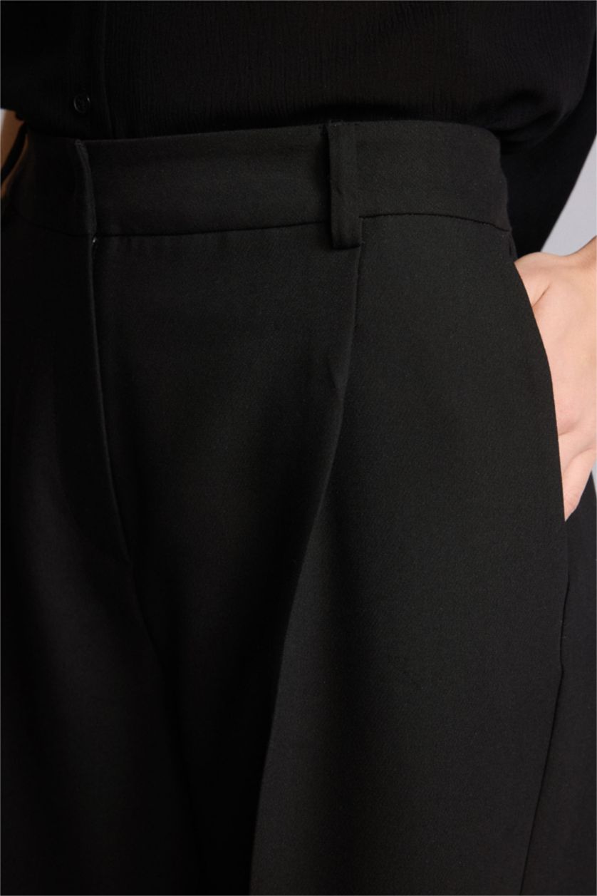 نساء أسود High Waist Straight Fit Trousers