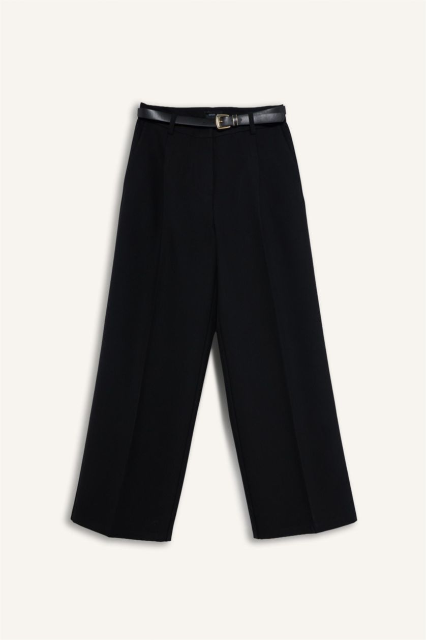 نساء أسود High Waist Straight Fit Trousers