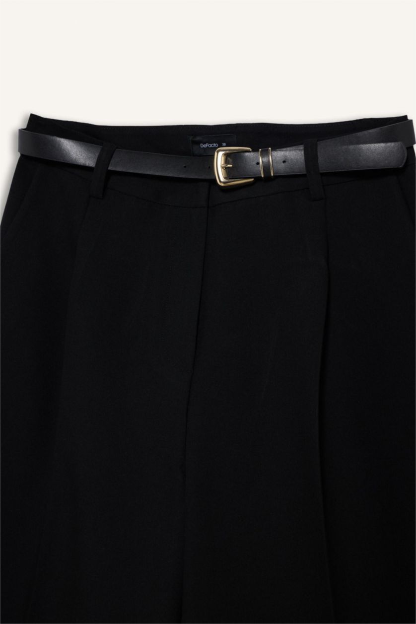 نساء أسود High Waist Straight Fit Trousers