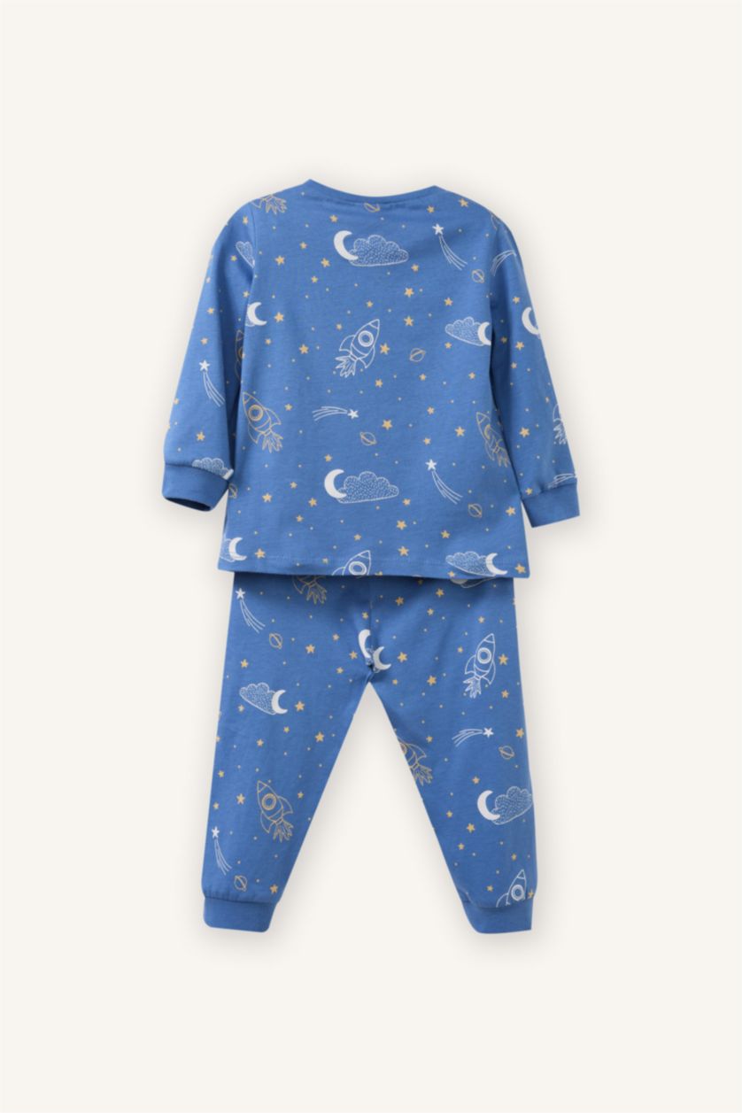 Erkek Bebek Mavi Yıldız Desenli 2'li Pijama Takımı Erkek Bebek