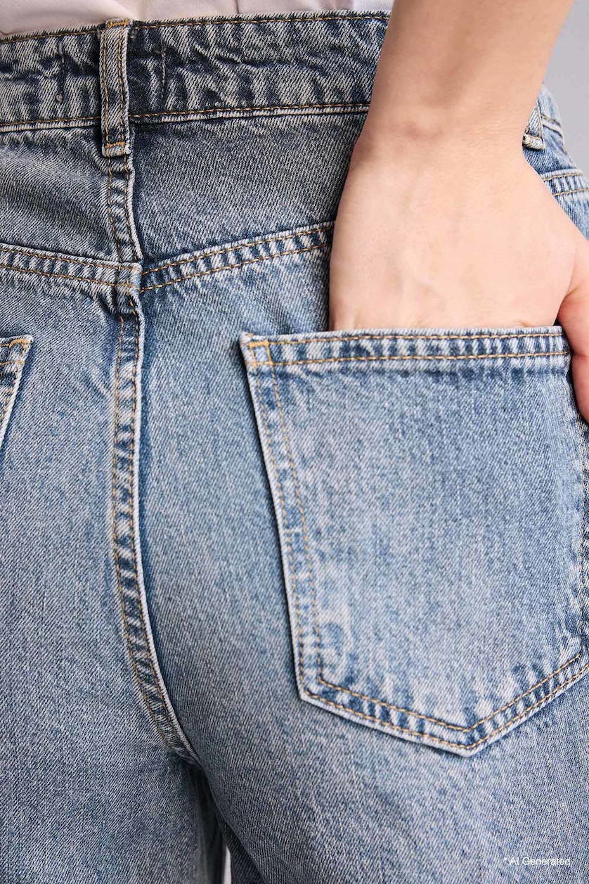Kadın Koyu Mavi 90's Wide Leg Yüksek Bel Jean