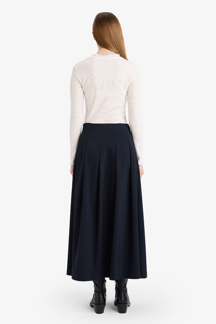 Kadın Lacivert A Kesim Maxi Etek