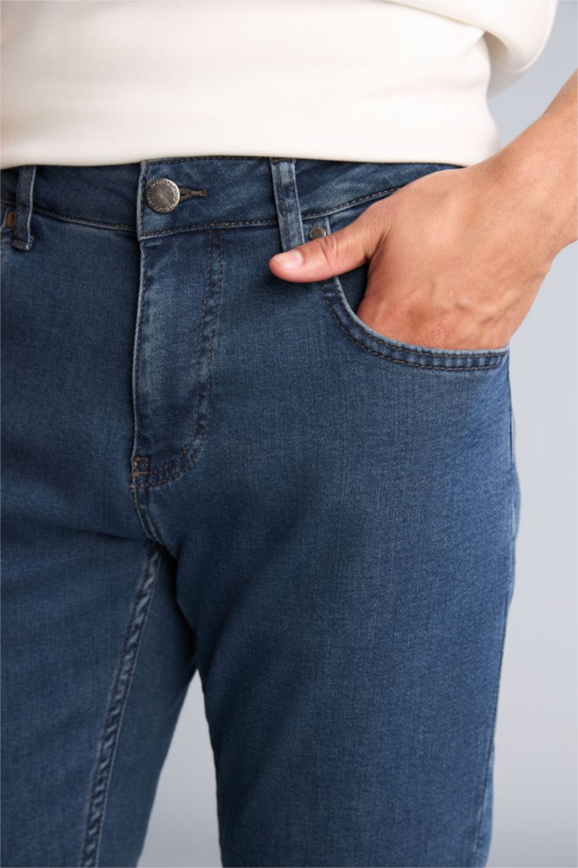 Erkek Koyu Mavi Normal Bel Boru Paça Pantolon