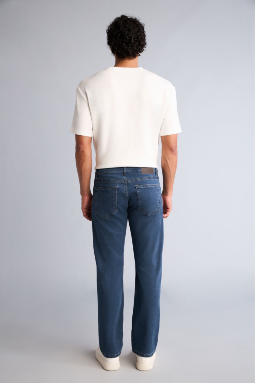 Erkek Koyu Mavi Normal Bel Boru Paça Pantolon