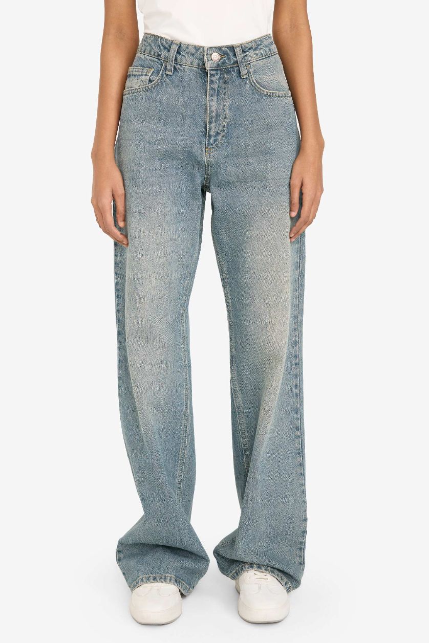 WOMAN Blue Straight Wide High Waist Long Jeans