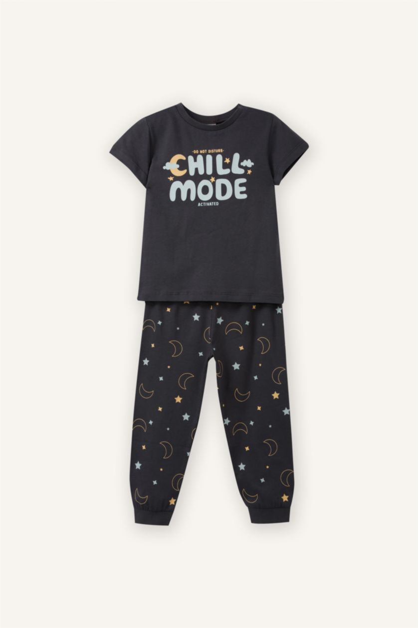 Erkek Bebek Antrasit Yıldız Desenli 2'li Pijama Takımı Erkek Bebek