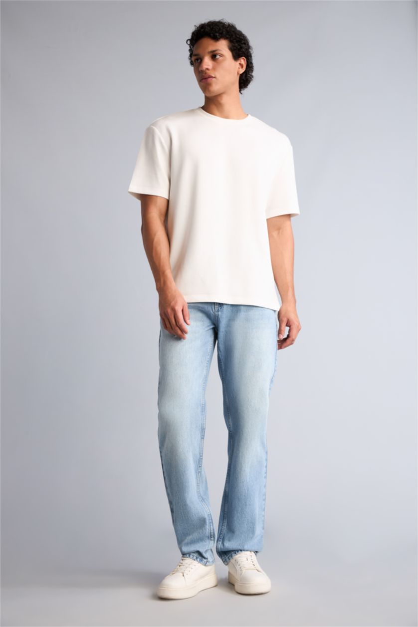 Erkek Açık Mavi Straight Fit Pantolon