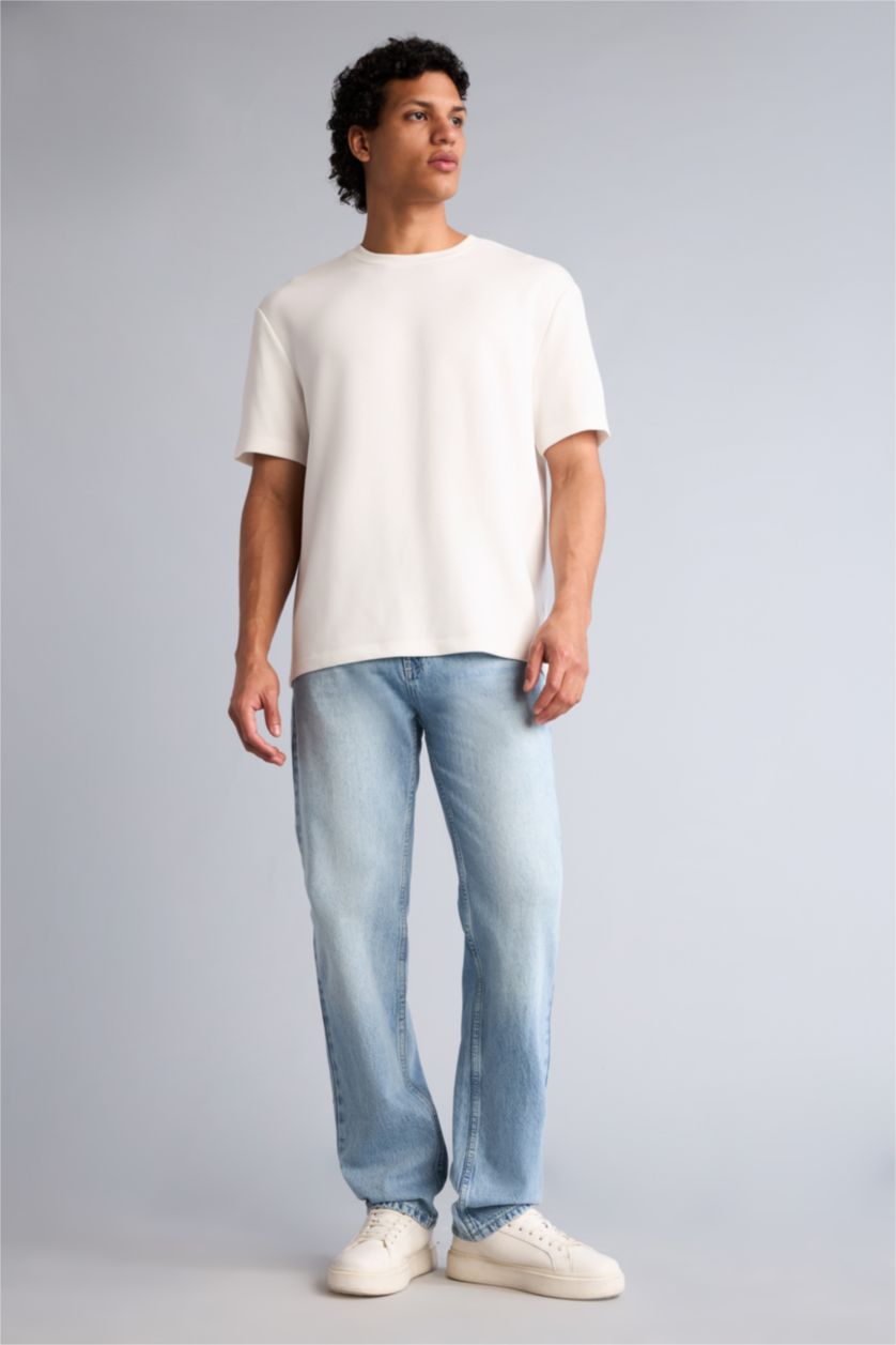 Erkek Açık Mavi Straight Fit Pantolon