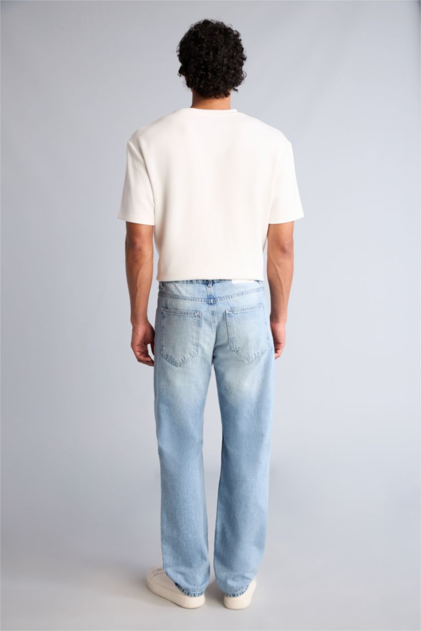 Erkek Açık Mavi Straight Fit Pantolon