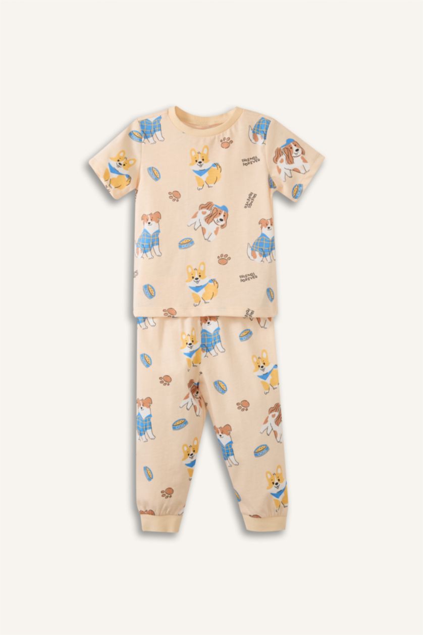 Erkek Bebek Açık Bej 2'li Pijama Takımı Erkek Bebek