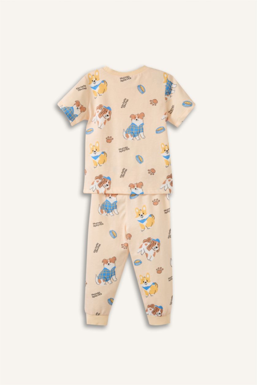 Erkek Bebek Açık Bej 2'li Pijama Takımı Erkek Bebek