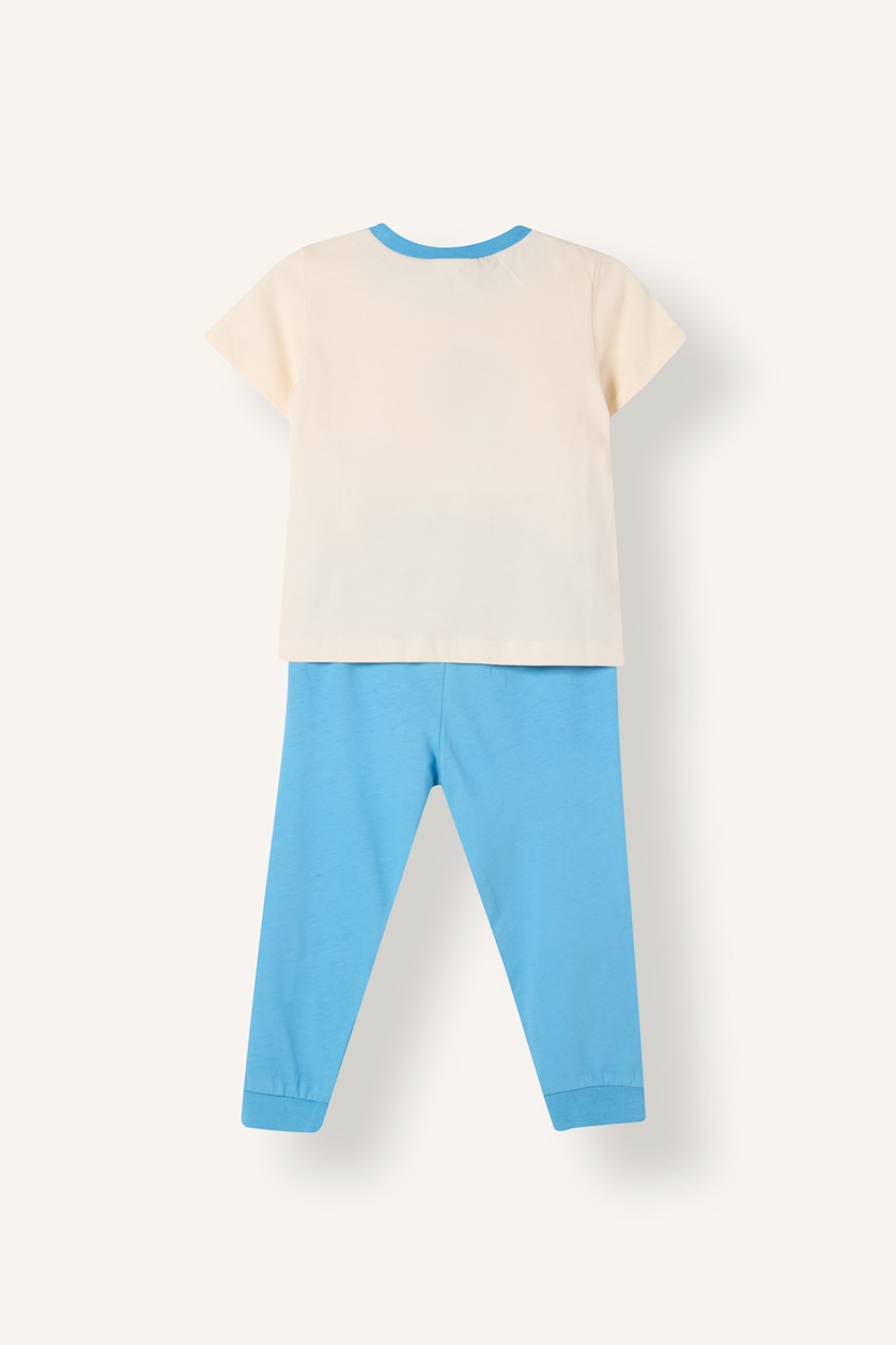 Erkek Bebek Açık Sarı %100 Pamuk Desenli 4'lü Pijama Takımı Erkek Bebek