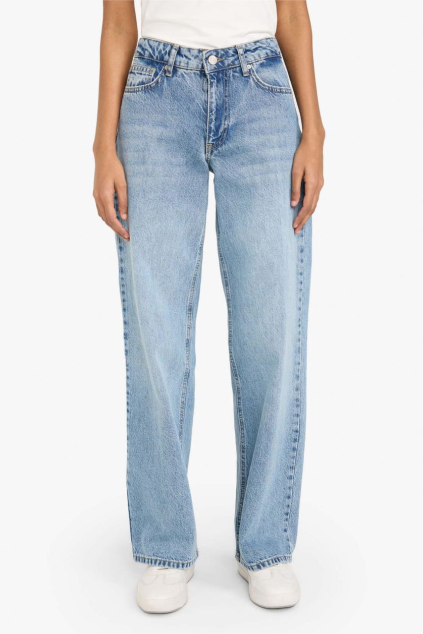 Woman Blue Low Waist Long Jeans