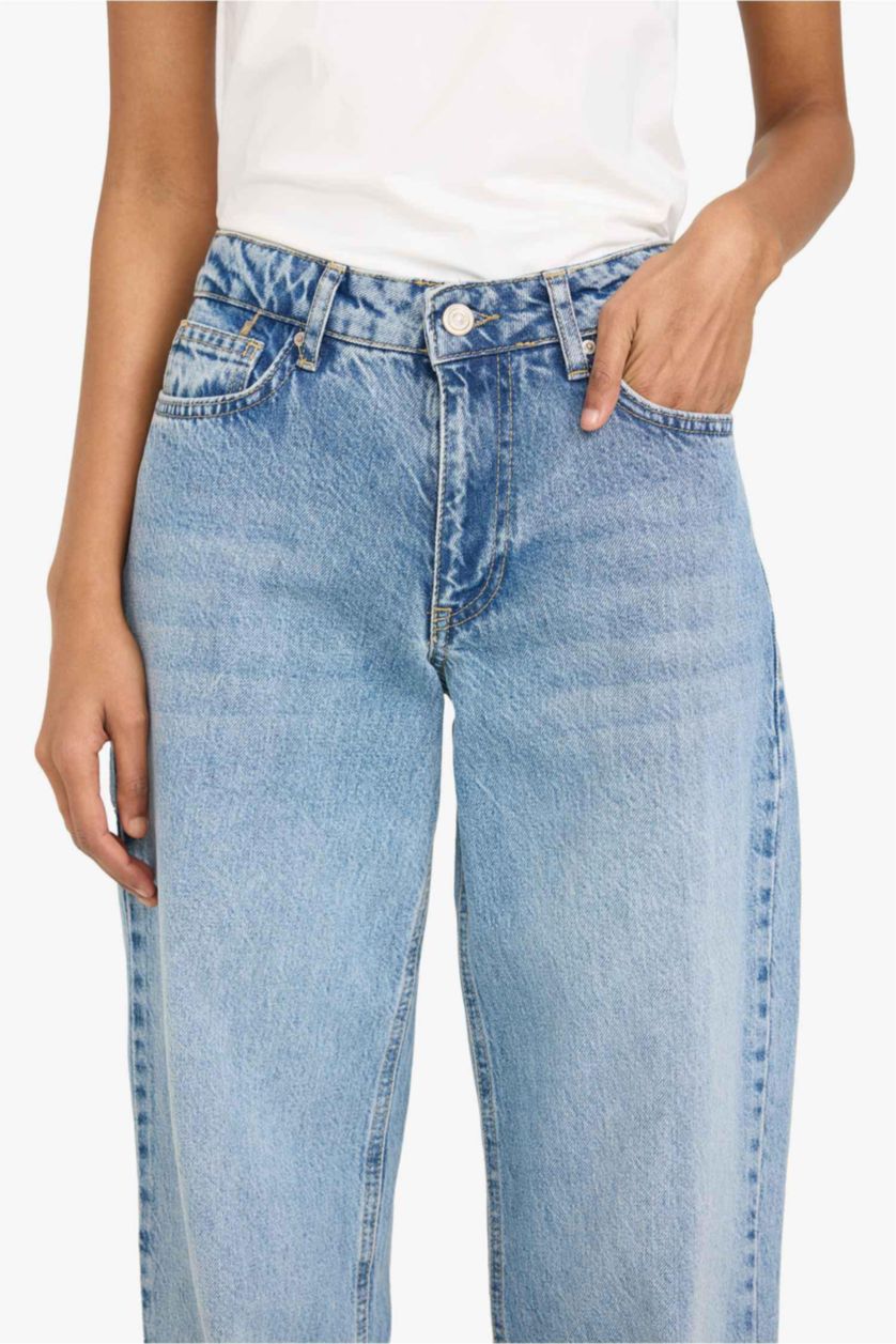 Woman Blue Low Waist Long Jeans