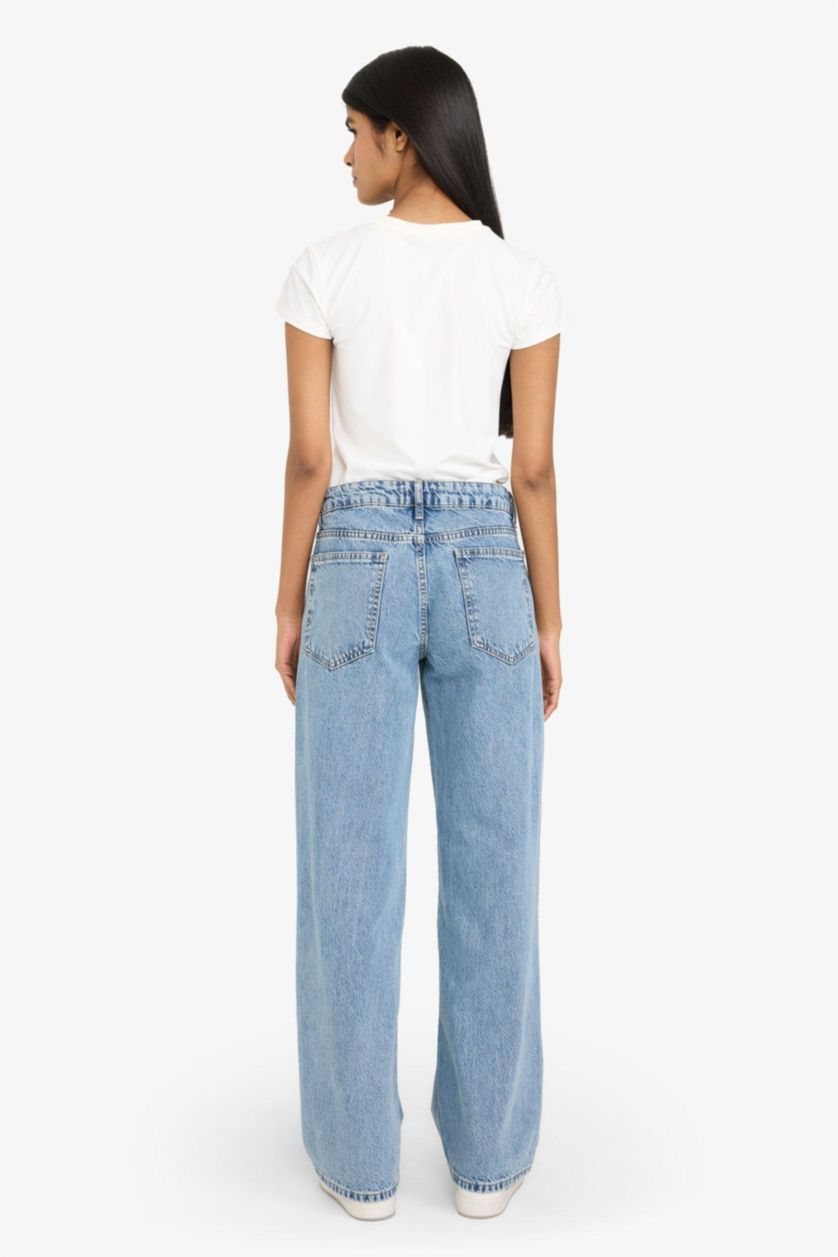 Woman Blue Low Waist Long Jeans