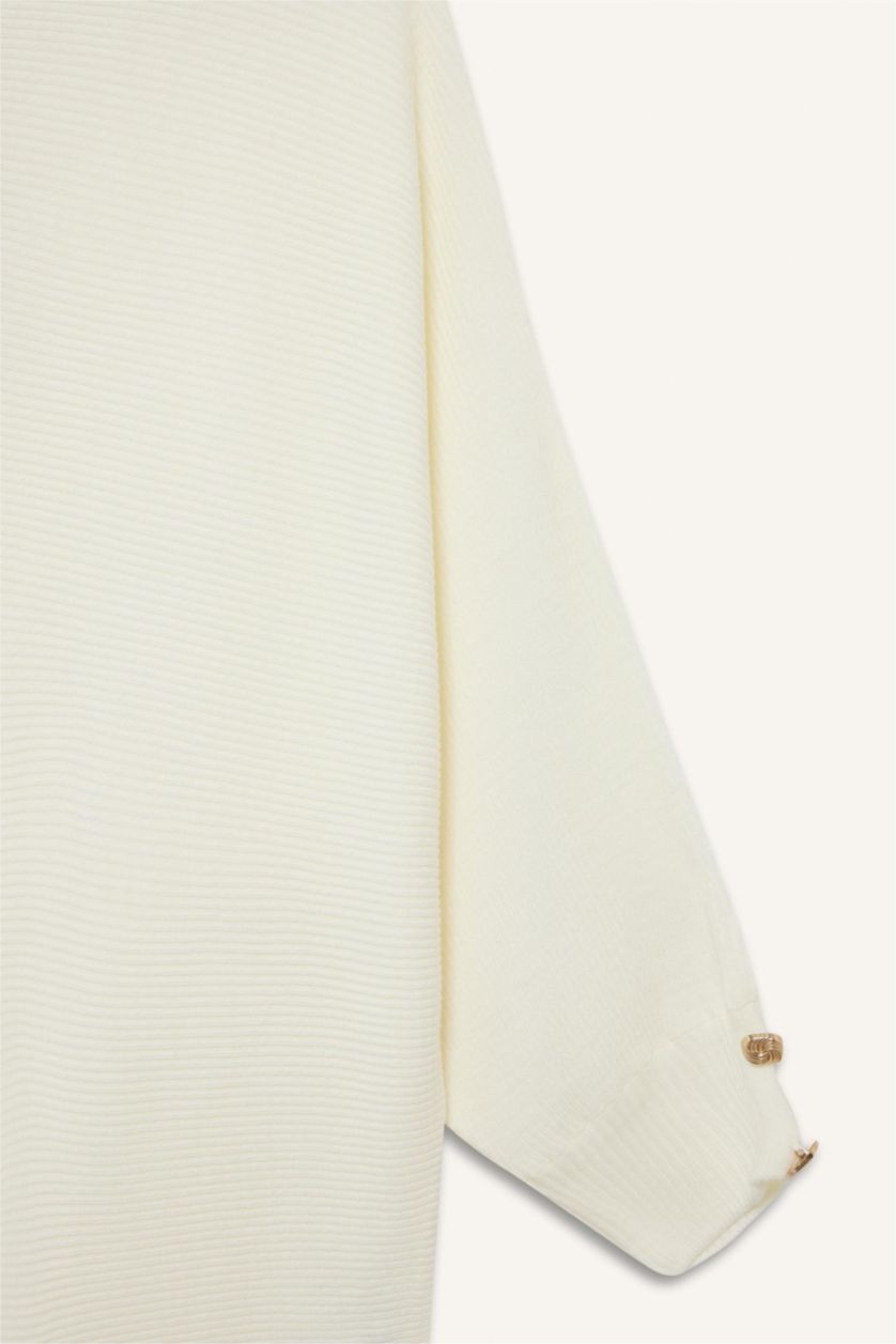 نساء بيج فاتح بلوفر تريكو برقبة قارب