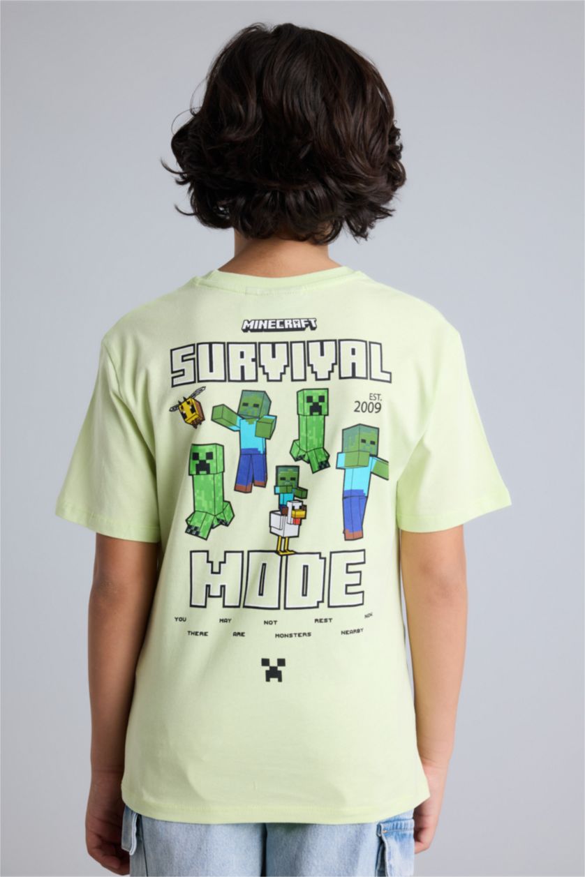 Erkek Çocuk - Genç Erkek Açık Yeşil Mınecraft Tişört Erkek Çocuk