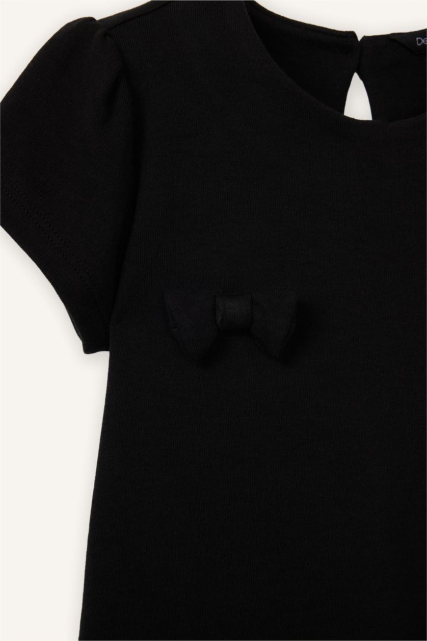 Сәби Қыз қара Сәби Қыз велосипед мойыны қысқа жеңді Трикотаж көйлек