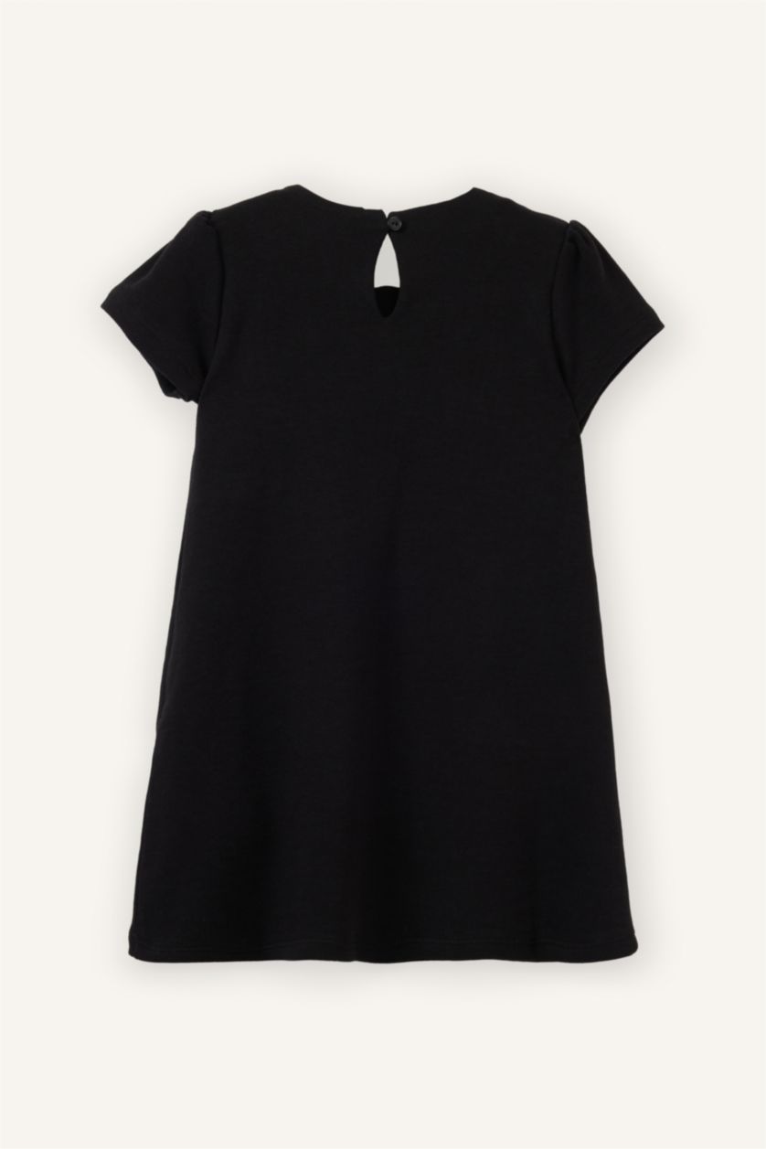 Сәби Қыз қара Сәби Қыз велосипед мойыны қысқа жеңді Трикотаж көйлек