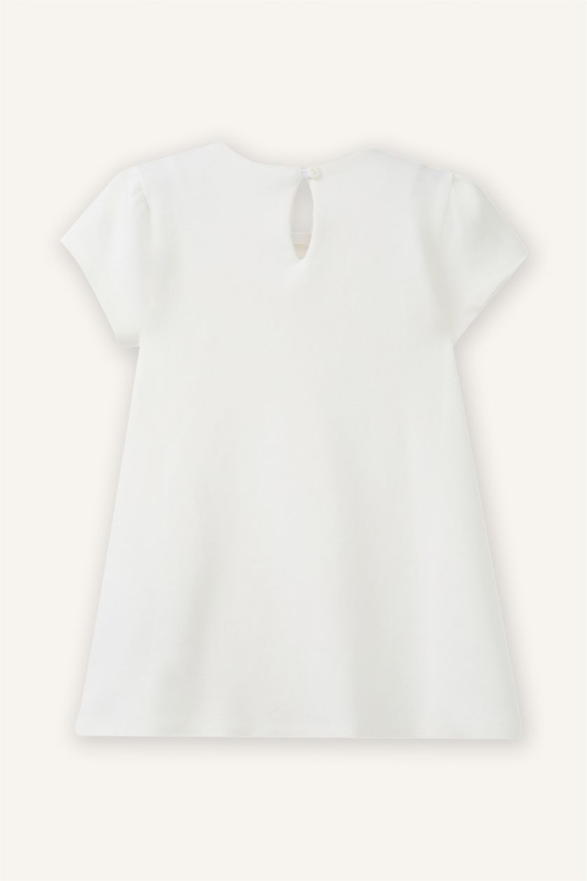 Kız Bebek Ekru Fiyonklu Elbise Kız Bebek