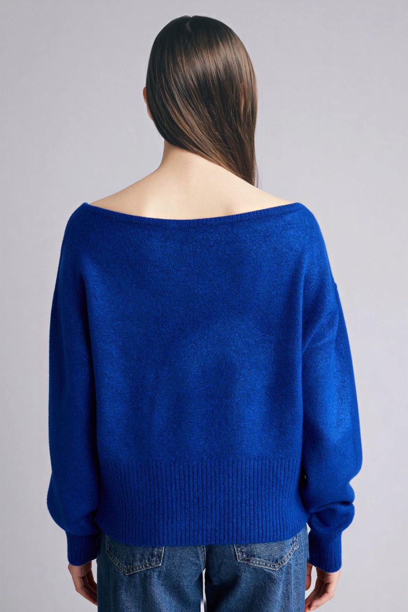 Woman Sax Regular Fit Strapless Knitwear Pullover