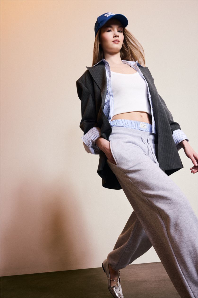 WOMAN Grey Oversize Fit Jacket Collar Blazer